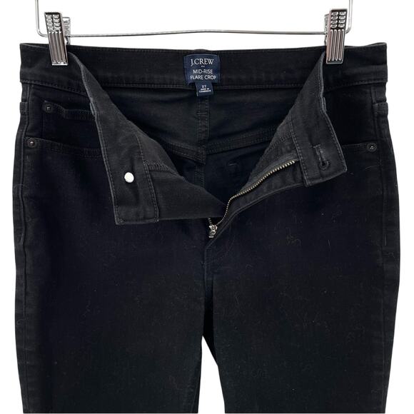 J. Crew Mid-Rise Flare Crop Jeans Deep Black Size 27 Stretch Boho Indie Casual - Picture 6 of 13